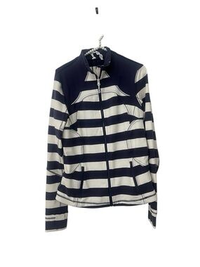 Lululemon Forme Jacket Steep Stripe Cadet Blue and White Full Zip Women’s 12